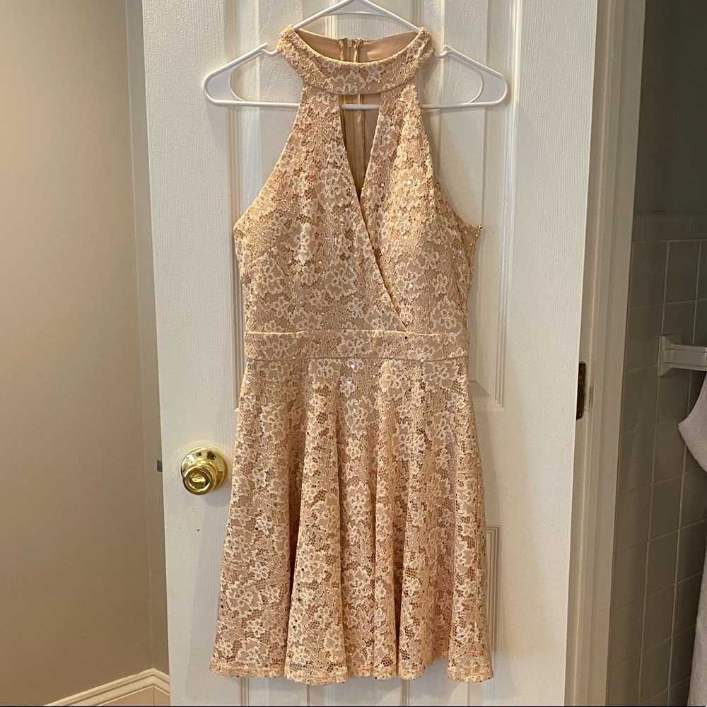 City Studio Beige Sparkly Dress